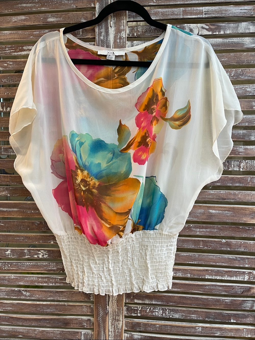 Beautiful large  sheer blouse with waist detail